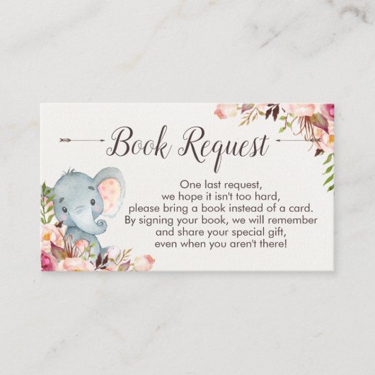 Carte D'accompagnement Boho éléphant baby shower demande d'insertion (Devant)