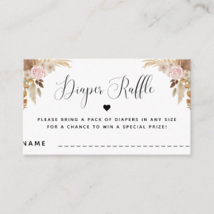 Carte D'accompagnement Boho Été Séché Baby shower Floral Déchets Raffle