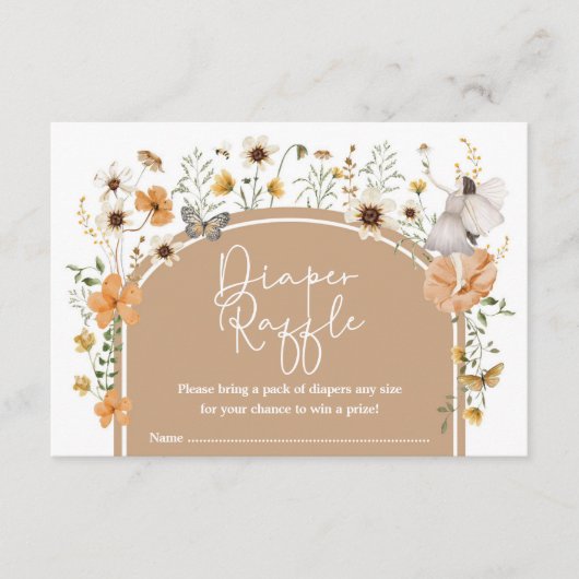 Carte D'accompagnement Boho Fall Fleur sauvage Fairy Diaper Raffle (Devant)