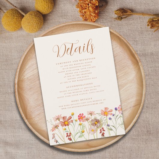 Carte D'accompagnement Boho Fall Floral Terracotta Détails du Mariage