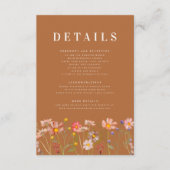 Carte D'accompagnement Boho Fall Floral Terracotta Détails du Mariage (Devant)