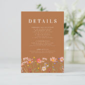 Carte D'accompagnement Boho Fall Floral Terracotta Détails du Mariage (Debout devant)