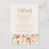 Carte D'accompagnement Boho Fall Floral Terracotta Détails du Mariage (Devant)