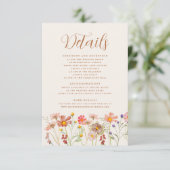 Carte D'accompagnement Boho Fall Floral Terracotta Détails du Mariage (Debout devant)