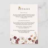 Carte D'accompagnement Boho Fall Florals Mariage papillon (Devant)