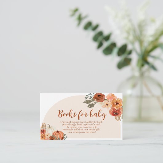 Carte D'accompagnement Boho Fall Little Citrouille Books for Baby shower (Debout devant)