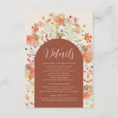 Carte D'accompagnement Boho Fall Rustic Floral Arch Détails du Mariage (Devant)