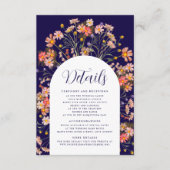 Carte D'accompagnement Boho Fall Rustic Floral Navy Blue Détails du Maria (Devant)