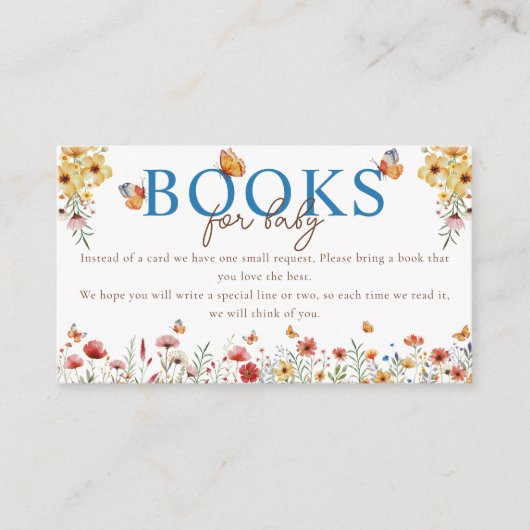 Carte D'accompagnement Boho Fleur sauvage Butterfly Books for Baby (Devant)