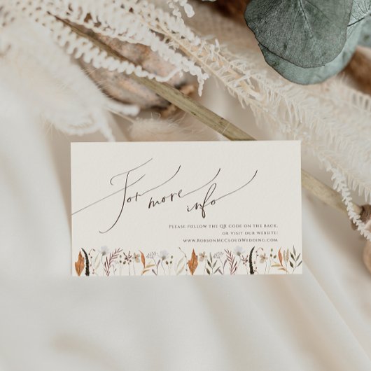 Carte D'accompagnement Boho Fleur Sauvage d'Automne | Site Web de Mariage
