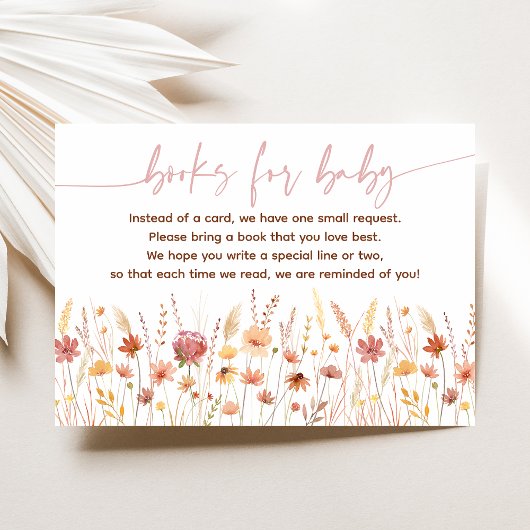 Carte D'accompagnement Boho Fleur sauvage demande de Baby shower