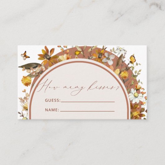Carte D'accompagnement Boho Fleur sauvage Devine combien de baisers jeu n (Devant)