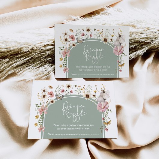 Carte D'accompagnement Boho Fleur sauvage Fairy Sage Green Diaper Raffin