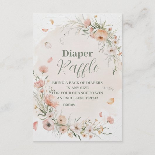 Carte D'accompagnement Boho Fleur sauvage Flora Diapper Raffle (Devant)