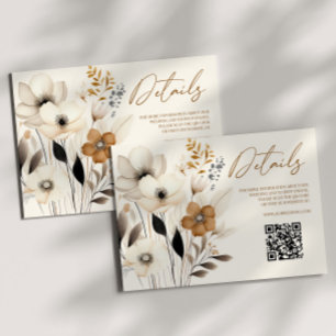 Carte D'accompagnement Boho Fleur sauvage Floral QR Code Détails du Maria