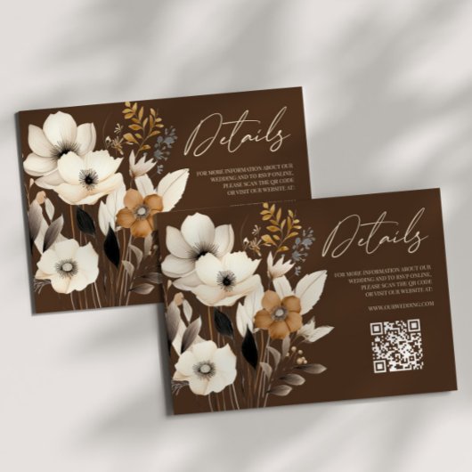 Carte D'accompagnement Boho Fleur sauvage Floral QR Code Détails du Maria