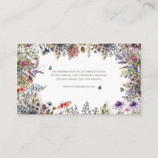 Carte D'accompagnement Boho Fleur sauvage Garden Blanc Détails (Dos)