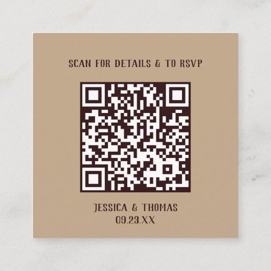 Carte D'accompagnement Boho Fleur sauvage Mariage site Web et RSVP QR Cod (Dos)