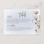 Carte D'accompagnement Boho Fleur sauvage Modern Blue Détails Mariage (Devant)