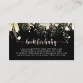 Carte D'accompagnement Boho Fleur sauvage noir Baby shower demande de rés (Devant)