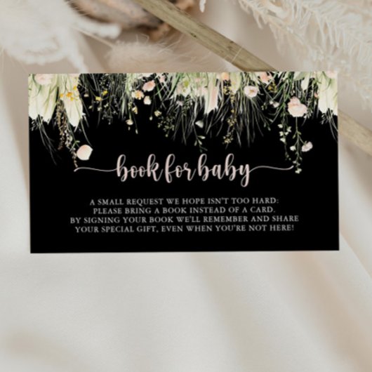 Carte D'accompagnement Boho Fleur sauvage noir Baby shower demande de rés