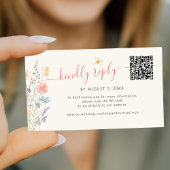Carte D'accompagnement Boho fleur sauvage QR code en ligne mariage RSVP
