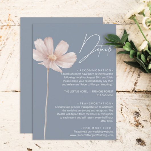 Carte D'accompagnement Boho Fleur sauvage simple | Dusty Blue Mariage Det