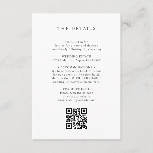 Carte D'accompagnement Boho Fleur sauvage Spring MARIAGE DÉTAILS CODE QR (Devant)
