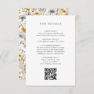 Carte D'accompagnement Boho Fleur sauvage Spring MARIAGE DÉTAILS CODE QR