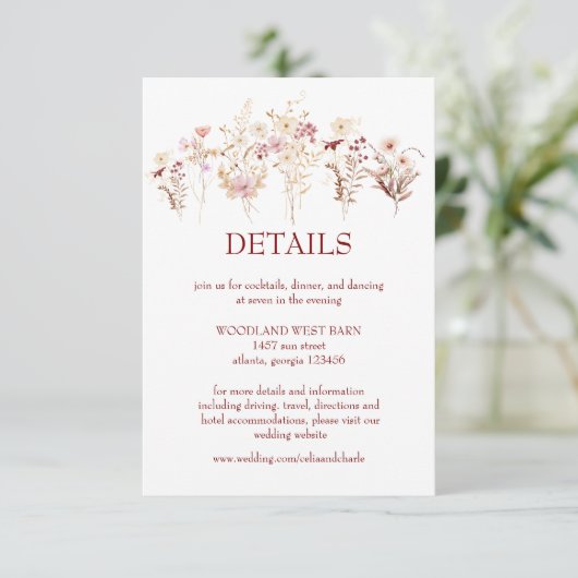 Carte D'accompagnement Boho fleurs sauvages (Debout devant)