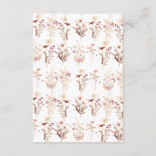 Carte D'accompagnement Boho fleurs sauvages (Dos)