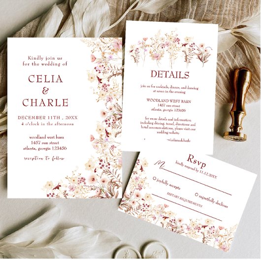 Carte D'accompagnement Boho fleurs sauvages