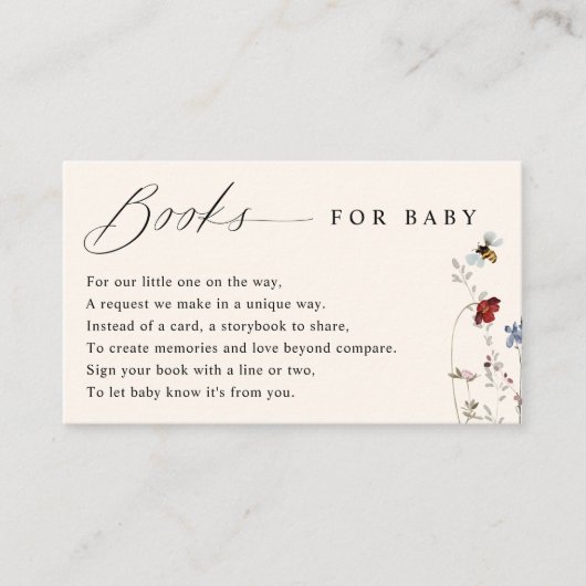 Carte D'accompagnement Boho Fleurs sauvages Bees Baby shower Demande de c (Devant)