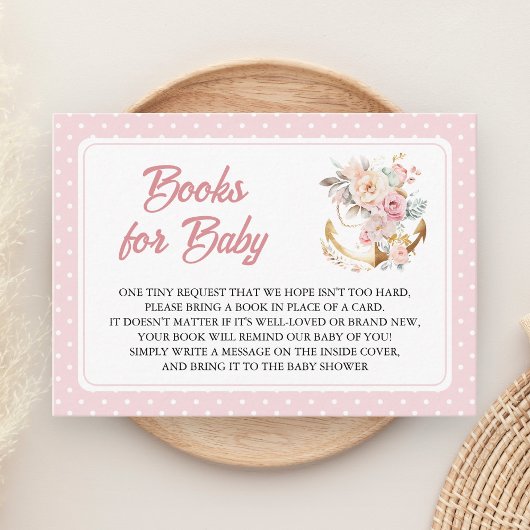 Carte D'accompagnement Boho Floral Anchor Nautical Girl Book Request