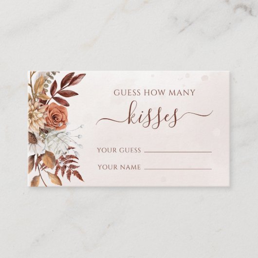Carte D'accompagnement Boho Floral Automne Devinez Combien De Baisers Jeu (Devant)