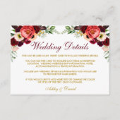 Carte D'accompagnement Boho Floral Bourgogne Détails du Mariage Insérer l (Devant)