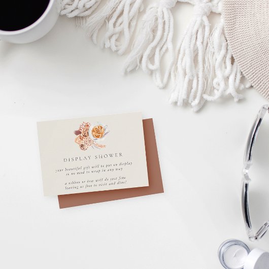 Carte D'accompagnement Boho Floral Coffee Fête des mariées Display Douche