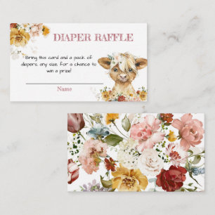 Carte D'accompagnement Boho Floral Highland Vache Baby shower Déchets Raf