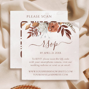 Carte D'accompagnement Boho Floral Mariage de automne Website QR Code RSV