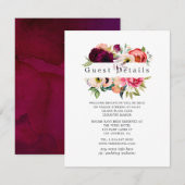 Carte D'accompagnement Boho Floral Mariage Détails sur l'invité (Devant / Derrière)