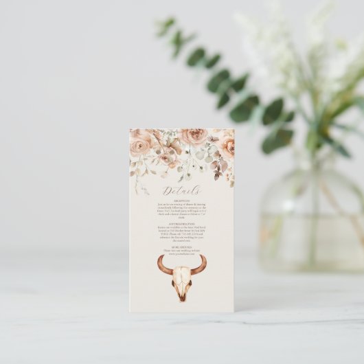 Carte D'accompagnement Boho Floral Mariage occidental (Debout devant)
