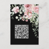 Carte D'accompagnement Boho floral noir et rose Détails du Mariage (Dos)