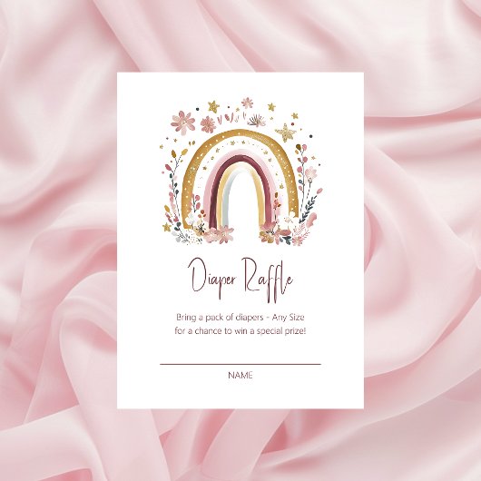 Carte D'accompagnement Boho Floral Rainbow Baby Sprinkle Diaper Raffle