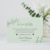 Carte D'accompagnement Boho floral Sage vert "En remplacement de cadeaux" (Debout devant)