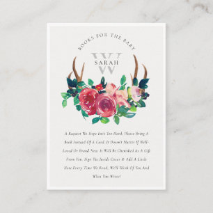 Carte D'accompagnement Boho Floral Stag Antlers Livres pour le Baby showe