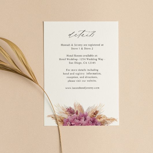Carte D'accompagnement Boho Floral Violet Détails 2