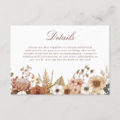 Carte D'accompagnement Boho Floral Wedding Details (Devant)