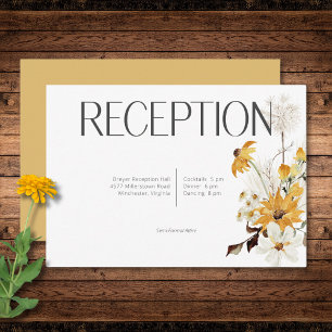 Carte D'accompagnement Boho Golden Yellow Meadow Fleurs Gold Réception