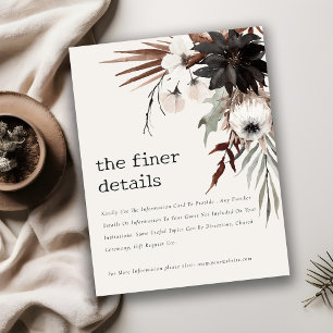 Carte D'accompagnement Boho Gothic Rust Black Botanique Détails du Mariag