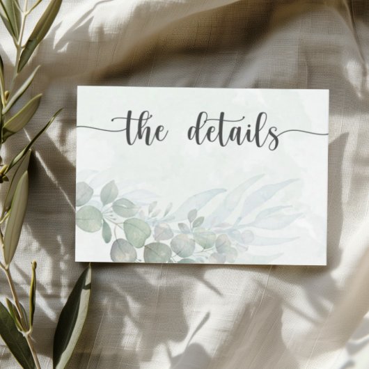 Carte D'accompagnement Boho Green Botanical Watercolor Wedding Details